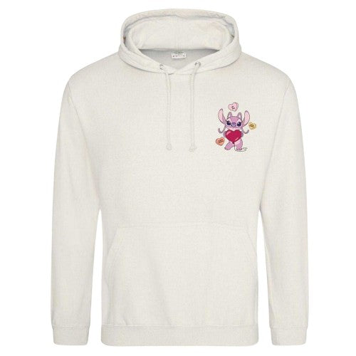 Front - Lilo & Stitch Unisex Adult Angel Heart Valentine`s Day Hoodie