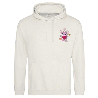 Front - Lilo & Stitch Unisex Adult Angel Heart Valentine`s Day Hoodie