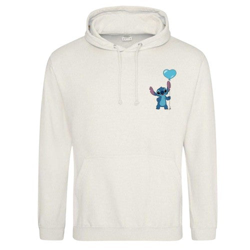 Front - Lilo & Stitch Unisex Adult Balloon Heart Valentine`s Day Hoodie