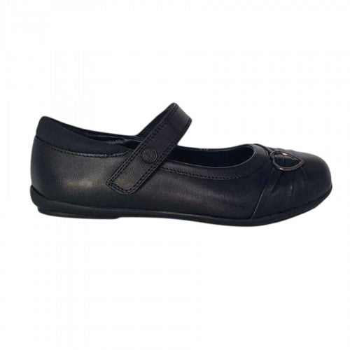 Front - Pretty Green Girls Loreto Leather Cushioned Flat School Shoes