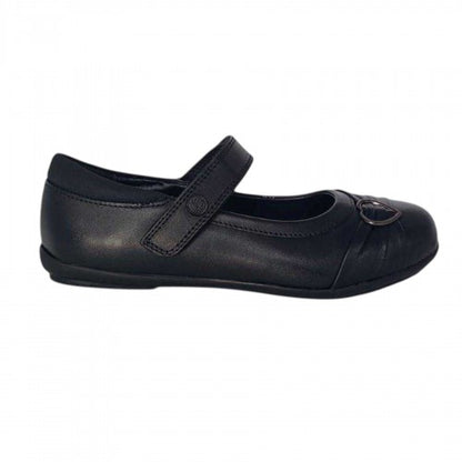Front - Pretty Green Girls Loreto Leather Cushioned Flat School Shoes