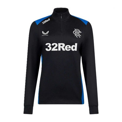Front - Castore Womens/Ladies Rangers FC Quarter Zip Long-Sleeved Training Fleece Top