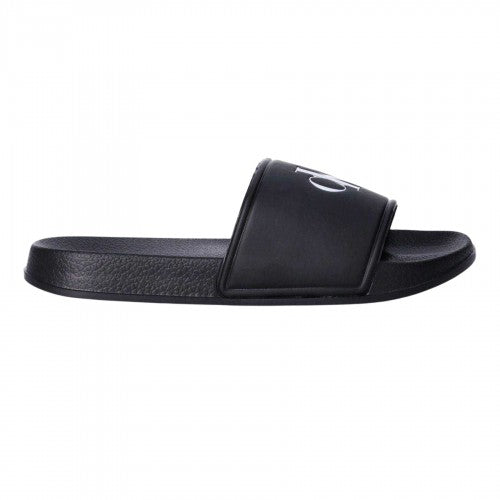 Front - Calvin Klein Childrens/Kids Leather Open Toe Flat Slides