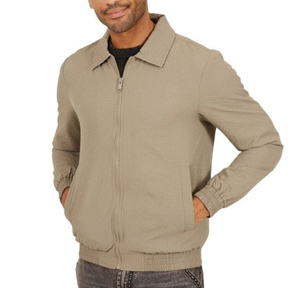Front - Brave Soul Mens Seersucker Harrington Jacket