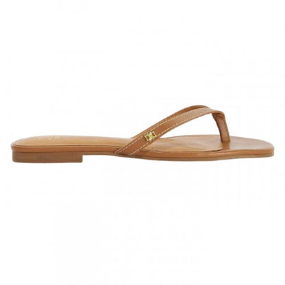 Front - Dune London Womens/Ladies Lasslie Leather Flat Flip Flops