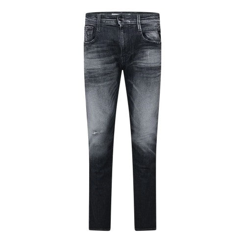 Front - Replay Mens Anbass Cotton Distressed Slim Jeans