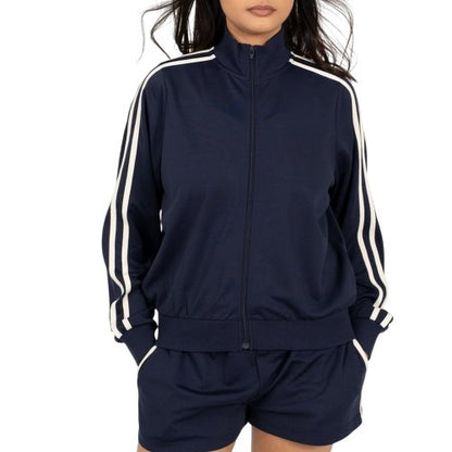 Front - Brave Soul Womens/Ladies Side Stripe Track Jacket