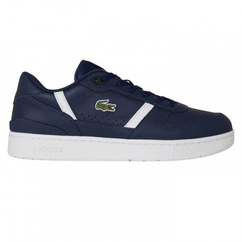 Front - Lacoste Mens T-Clip Leather Flat Trainers