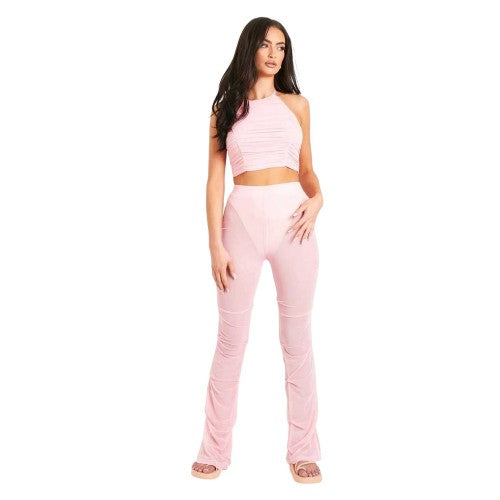 Front - Missy Empire Womens/Ladies Mesh Flared Trousers