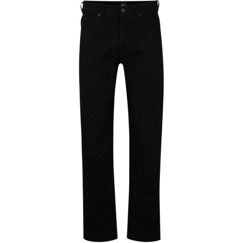 Front - Boss Mens Denim Geometric 5 Pockets Straight Leg Jeans