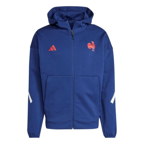 Front - Adidas Mens ZNE France FFR Travel Full Zip Hoodie
