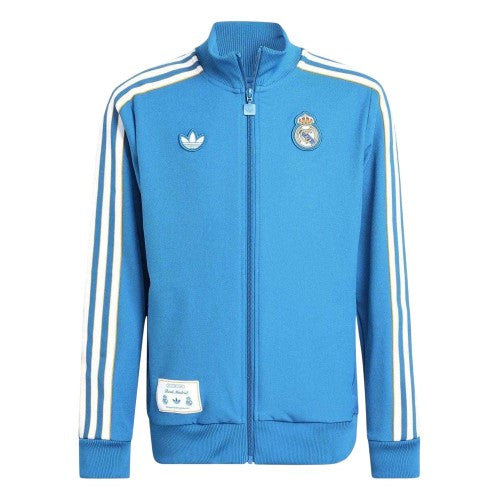 Front - Adidas Childrens/Kids Terrace Icons Real Madrid CF Tracksuit Top