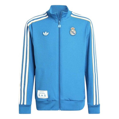 Front - Adidas Childrens/Kids Terrace Icons Real Madrid CF Tracksuit Top