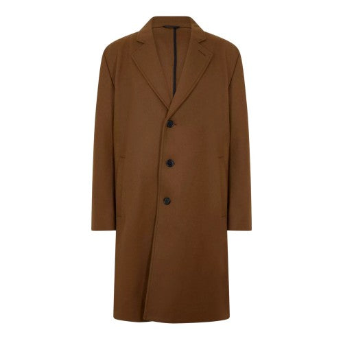 Front - Hugo Mens Plain Lapel Collar Overcoat
