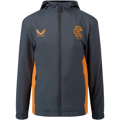 Front - Castore Boys Rangers FC Hooded Coach Jacket