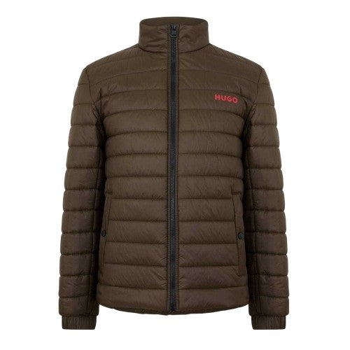 Front - Hugo Mens Horizontal Stripe Puffer Jacket
