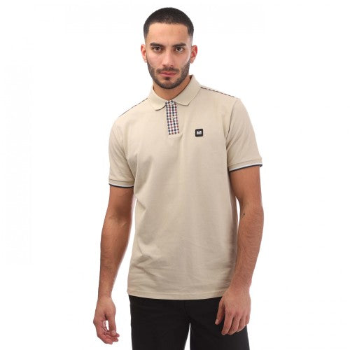 Front - Weekend Offender Mens Teresina Checked Trim Polo Shirt