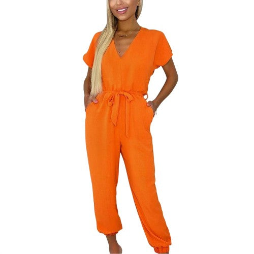 Front - AX Paris Womens/Ladies Polyester Belted Jumpsuit