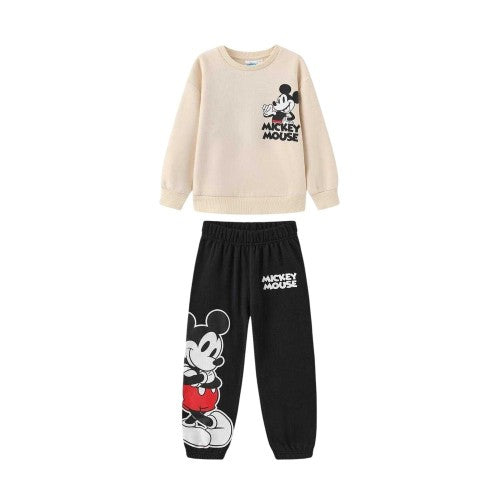 Front - Mickey Mouse Childrens/Kids Brushed Back Sweatshirt & Jogging Bottoms
