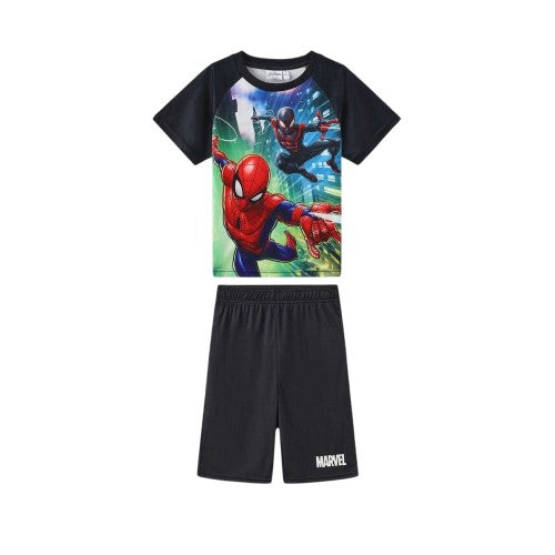Front - Spider-Man Childrens/Kids Crew Neck Short-Sleeved T-Shirt & Shorts Set
