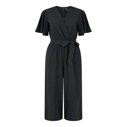 Front - Mela London Womens/Ladies Cropped V Neck Angel Sleeve Jumpsuit