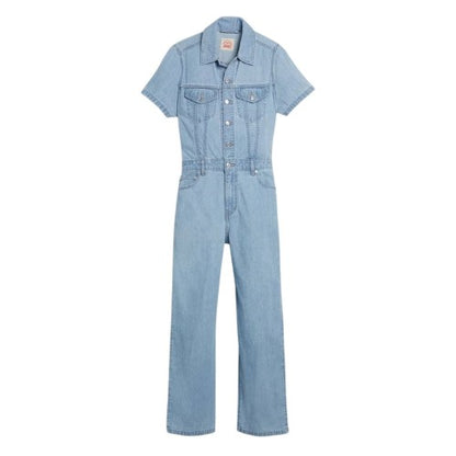 Front - Levis Womens/Ladies Denim Short-Sleeved Jumpsuit