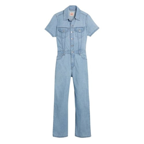 Front - Levis Womens/Ladies Denim Short-Sleeved Jumpsuit
