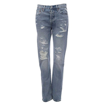 Front - Levis Unisex Adult 501 Original Denim Distressed 5 Pockets Straight Jeans