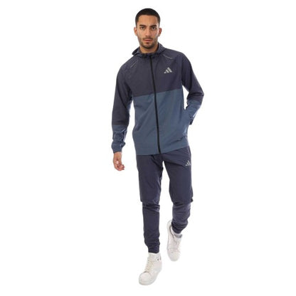 Front - Adidas Mens Logo Climacool Woven Hooded Jacket