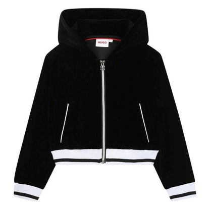 Front - Hugo Childrens/Kids Velour Cropped Jacket