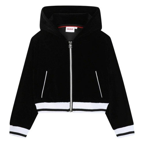 Front - Hugo Childrens/Kids Velour Cropped Jacket