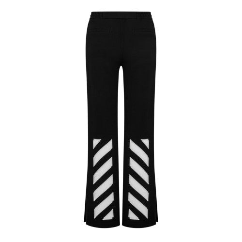 White-Black - Front - Off White Womens-Ladies Diagonal Logo Wide Leg Joggers