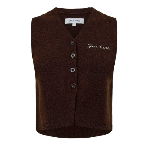 Front - Jack Wills Womens/Ladies Ribbed Knitted Waistcoat