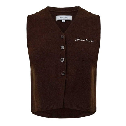 Front - Jack Wills Womens/Ladies Ribbed Knitted Waistcoat