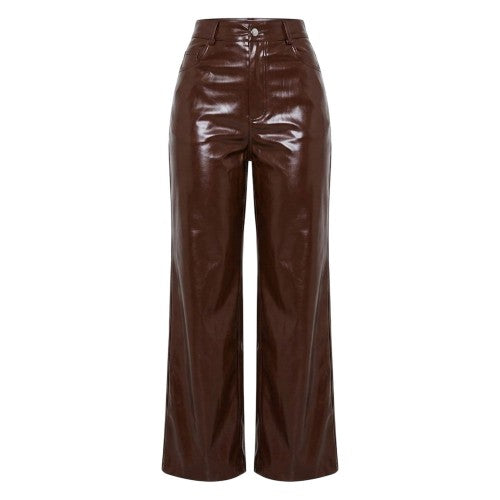 Front - Missy Empire Womens/Ladies Faux Leather Wide Leg Trousers
