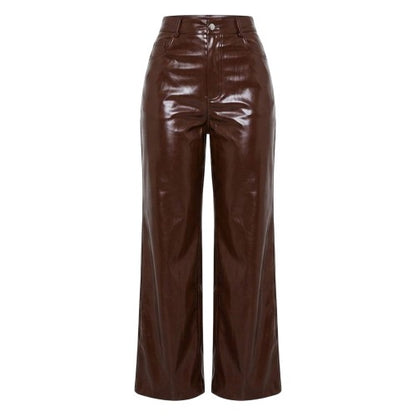 Front - Missy Empire Womens/Ladies Faux Leather Wide Leg Trousers