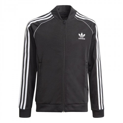 Front - Adidas Boys Originals 3 Stripes Track Jacket