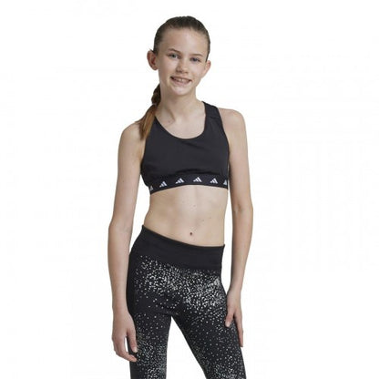 Front - Adidas Girls Power Logo Sports Bra