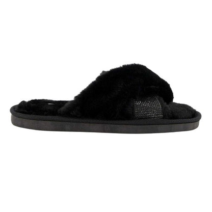 Front - Dune London Womens/Ladies Diamante Faux Fur Indoor Slippers