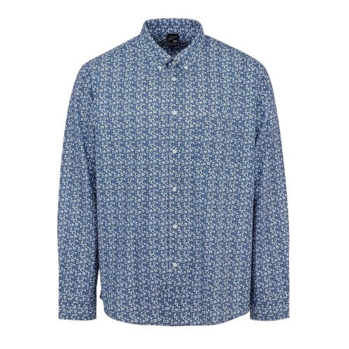 Front - Fabric Mens Floral Poplin Long-Sleeved Shirt