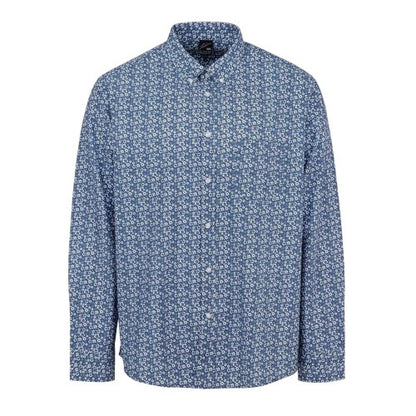 Front - Fabric Mens Floral Poplin Long-Sleeved Shirt
