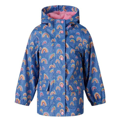Front - Minoti Girls Rainbow Raincoat