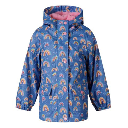 Front - Minoti Girls Rainbow Raincoat