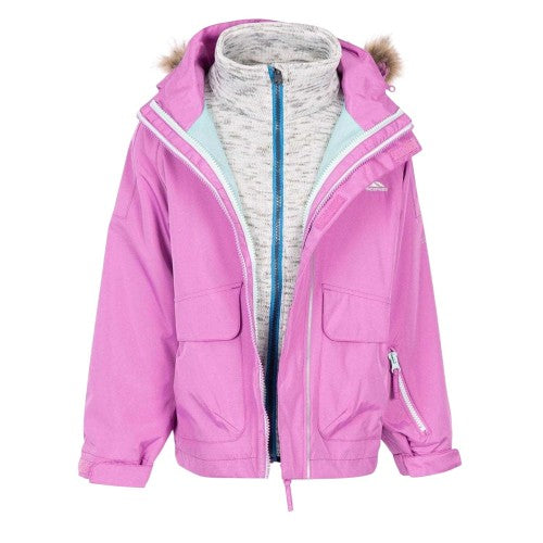 Front - Trespass Girls Plain 3 in 1 Jacket
