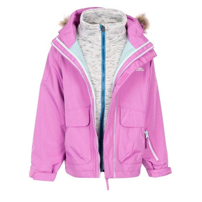 Front - Trespass Girls Plain 3 in 1 Jacket