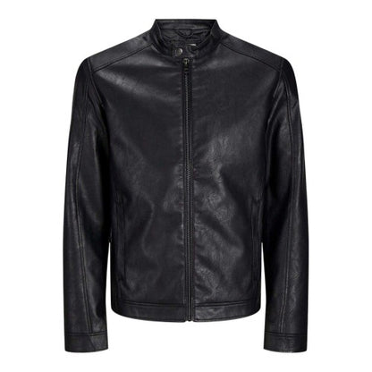 Front - Jack And Jones Mens PU Plus Biker Jacket
