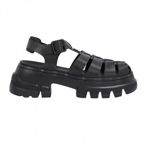Front - Tommy Jeans Womens/Ladies Fisherman Leather Platform Sandals
