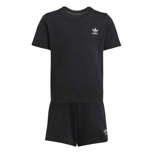Front - Adidas Childrens/Kids Logo Cotton T-Shirt & Shorts Set