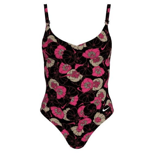 Front - Nike Womens/Ladies Floral Pattern One Piece Swimsuit