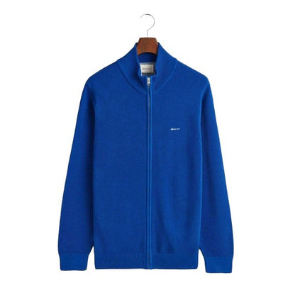 Front - Gant Mens Cotton Pique Zipped Cardigan